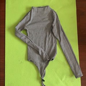 Black and white high neck body suit